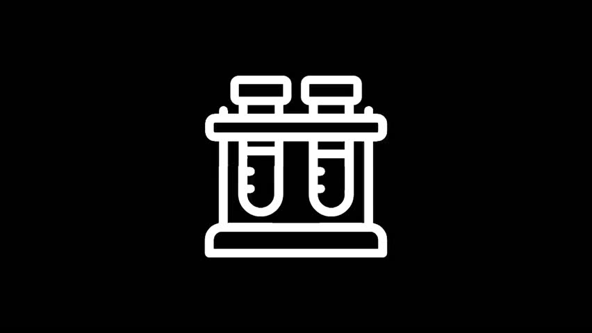 Two test tubes are held in a rack, with a black background. The image is a simple line drawing.