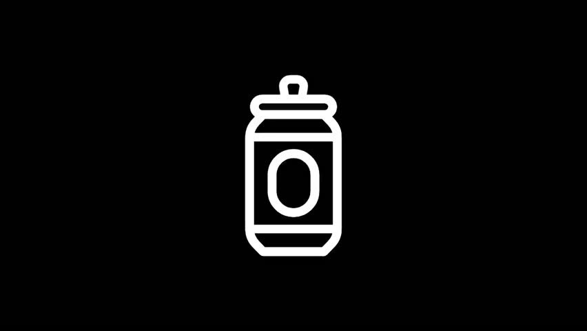 A simple, minimalist illustration of a can, rendered in a clean white outline against a stark black backdrop, perfect for design.