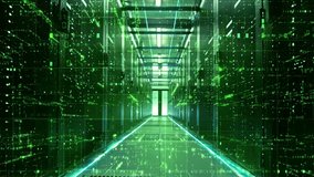 Futuristic server room flythrough with data and network overlays - Powered by Shutterstock - Get 15% off with code: PIKWIZARD15