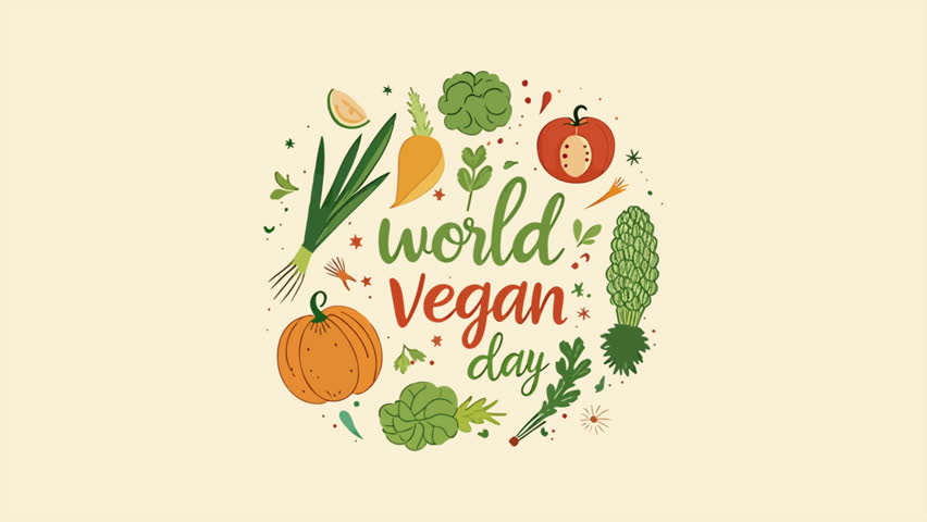 vegan world day vegetables typography