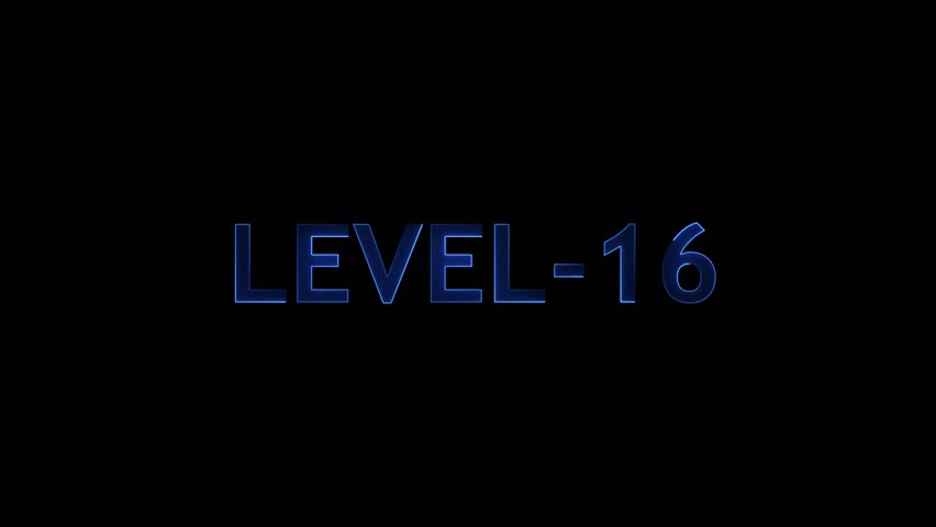 Level-16 text font with glowing neon line. level-16 neon bright text font colorful . next Level-16 text animation. Level -16 text font with neon light Animation on black background.