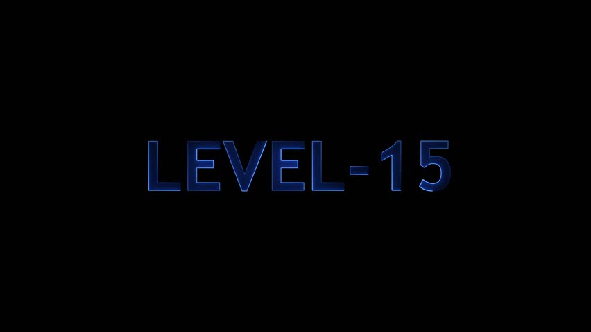 Level-15 text font with glowing neon line. level-15 neon bright text font colorful . next Level-15 text animation. Level -15 text font with neon light Animation on black background.