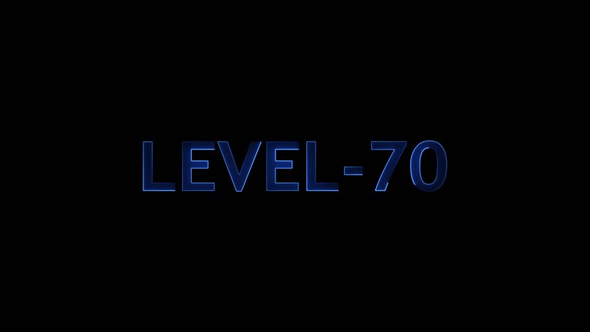 Level-70 text font with glowing neon line. level-70 neon bright text font colorful . next Level-70 text animation. Level -70 text font with neon light Animation on black background.