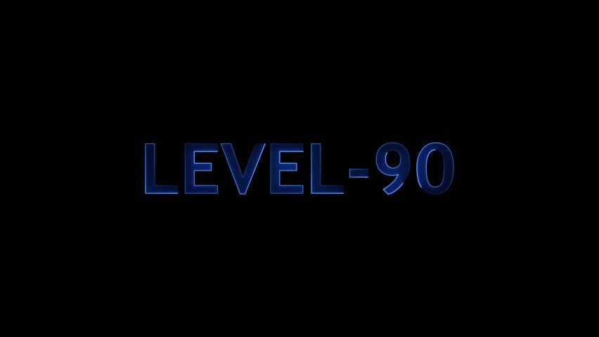 Level-90 text font with glowing neon line. level-90 neon bright text font colorful . next Level-90 text animation. Level -90 text font with neon light Animation on black background.