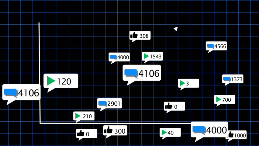 Animation of media icons and diagrams on black background. Social media, technology and digital interface concept digitally generated video. Digital composite, communication, report, business,  - Powered by Shutterstock - Get 15% off with code: PIKWIZARD15
