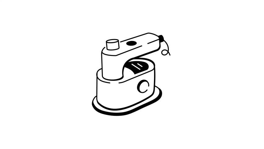 A drawing style animated icon showing a smart iron