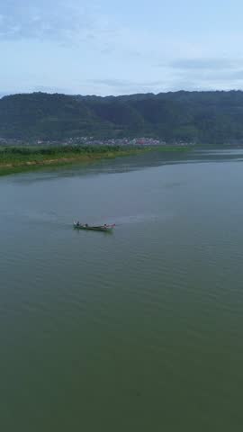 Aerial View of Boat on Lake