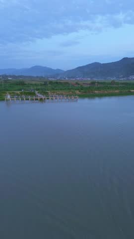 Drone View of Boat on Lake Landscape