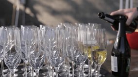 Server pouring sparkling wine into flutes during a special event. - Powered by Shutterstock - Get 15% off with code: PIKWIZARD15
