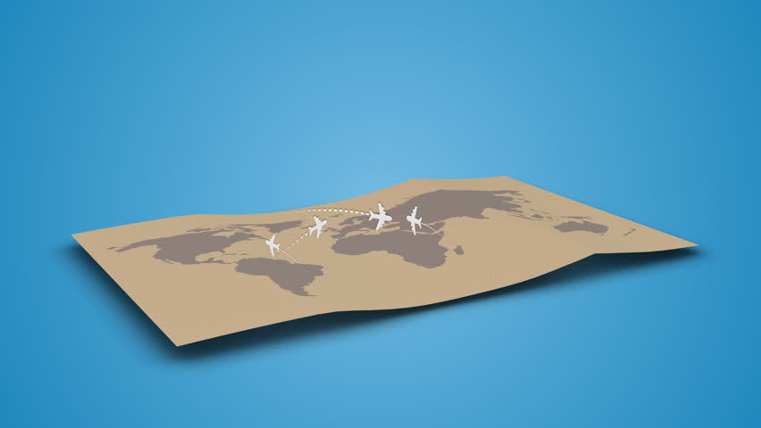 Global Air Travel Routes on World Map