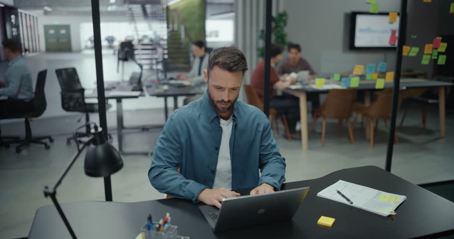 Office Montage with Young Professional Using Laptop, Balancing Tasks From Projects to Client Research and Calls. Concept of Modern Work Life from Motivated Productivity to Tired Late-Night Deadlines