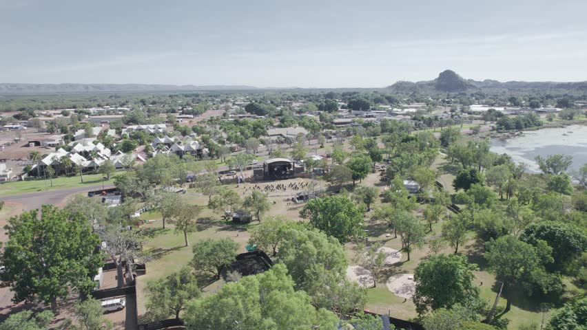 Aerial View Kununurra Festival Season During Dry Months In Kununurra, Western Australia.