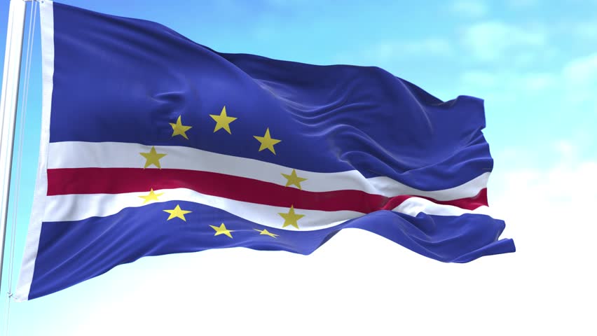 Cape Verde Horizontal Flag in the Sky Speed Waving