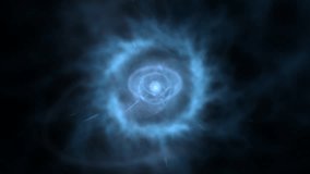 Blue Cosmic Vortex Nebula With Radiant Core and Light Streaks in Deep Space. A luminous blue nebula forms a circular vortex in deep space, featuring a bright central core and delicate light streaks - Powered by Shutterstock - Get 15% off with code: PIKWIZARD15
