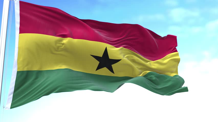 Ghana Horizontal Flag in the Sky Speed Waving
