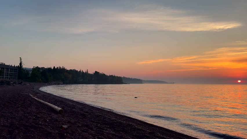 Sunrise along Lake Superior in Grand Marais, Minnesota