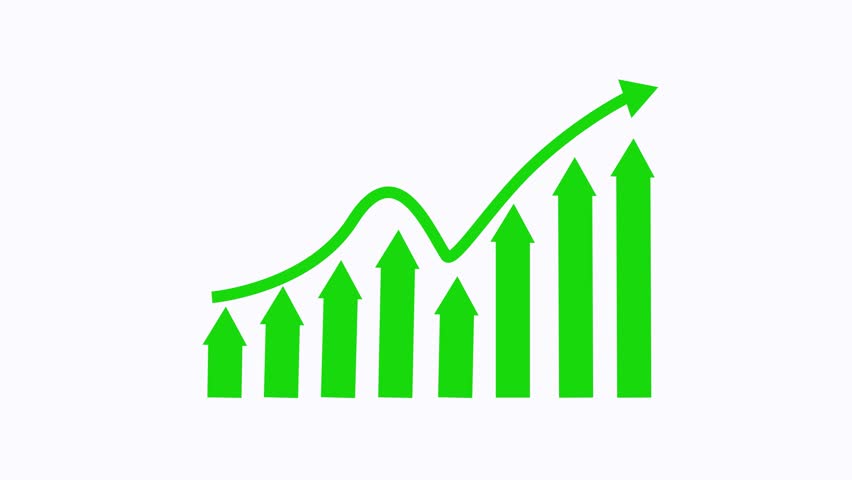 Upward Trend in Bar Chart and Line Graph Animation, Animated Rising Business Graph