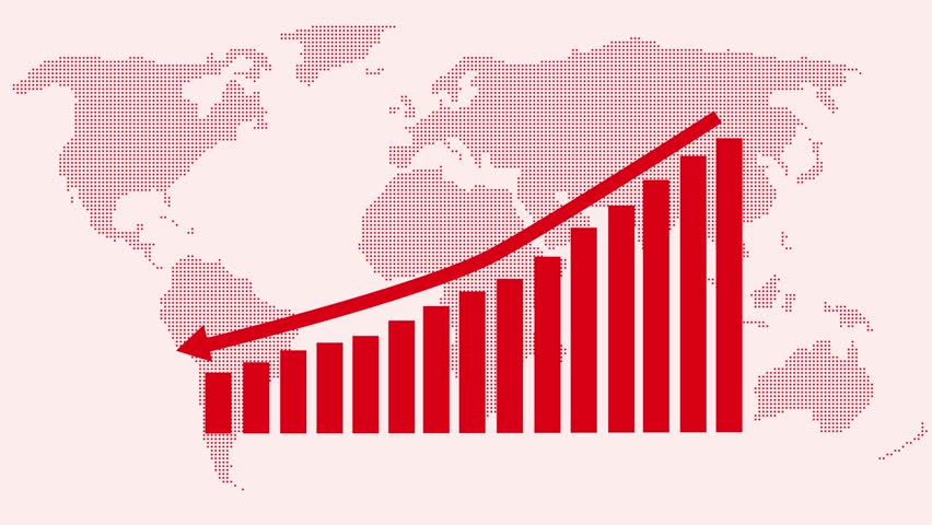 Global Economic Downturn Graph Animation, symbolizing global economic downturn or financial crisis