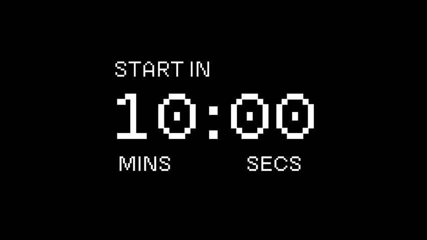 Pixel Style Digital Countdown Timer Animation from 10 Minutes to 0