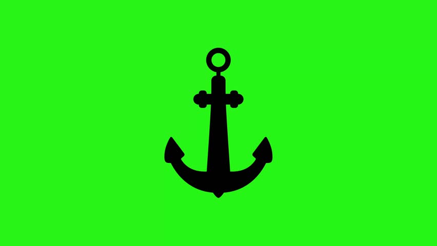 Animated nautical anchor icon in 4k with green screen background