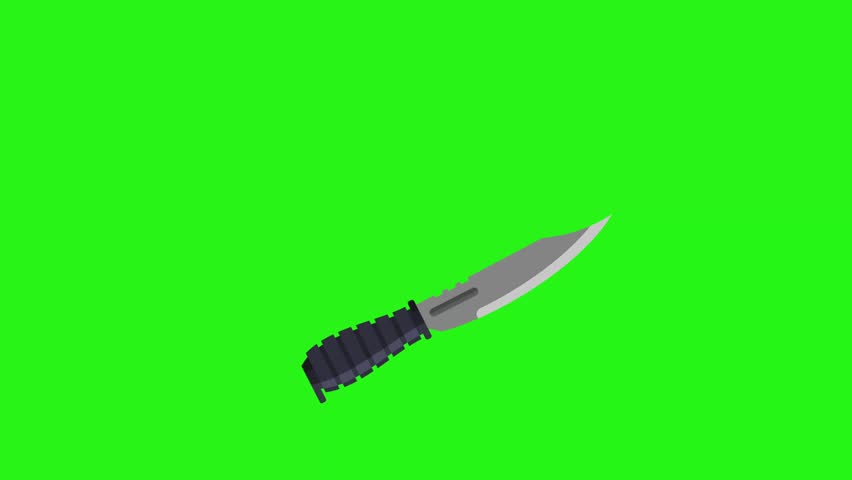 Combat knife icon animation on green screen background