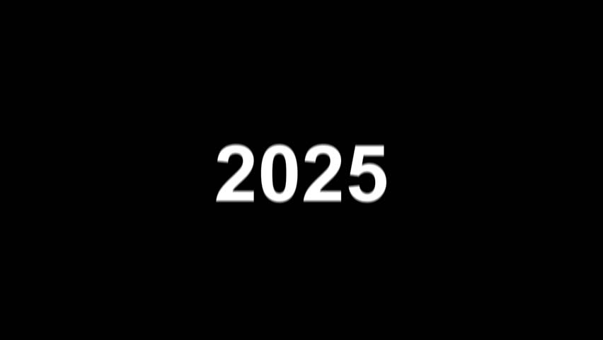 Years scroll upward to 2026, revealing a Happy New Year message in a clean timeline counter animation on black background. 4K video
