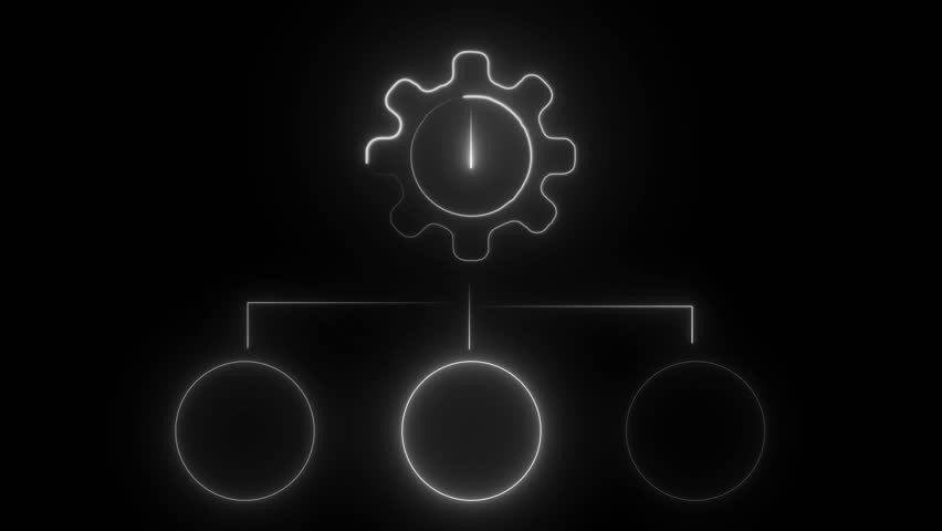 Business efficiency concept, how much a company or organization can produce as it relates to time, cost and quality. Glowing neon line of workflow efficiency icon