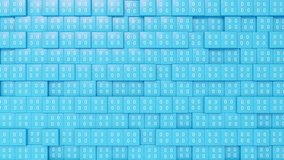 Abstract blue cubes with binary code, technology, big data. Machine learning, AI, artificial intelligece, science, code, encryption. 3D animation - Powered by Shutterstock - Get 15% off with code: PIKWIZARD15