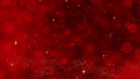 A Magical Christmas Scene Featuring a Glittering Christmas Tree Surrounded by Shimmering Lights and Festive Bokeh in a Warm Red Background for Enchanting Holiday Decor. 3D Illustration - Powered by Shutterstock - Get 15% off with code: PIKWIZARD15