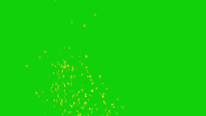Glowing Fire particles flying ember, burning ash fire sparks isolated. 4K animation on green screen.