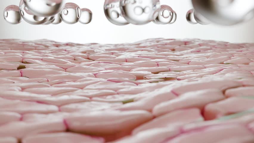 Hyaluronic acid or Moisturizer serum drop, essential Oil Bubbles for cosmetics in water, beauty cosmetic concept, Collagen and vitamin, Skin solution for reducing wrinkles, skin absorption, 3d render