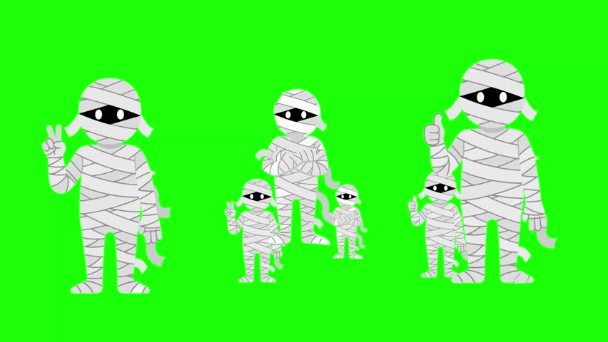 Vector Illustration of Mummy Family Halloween Characters