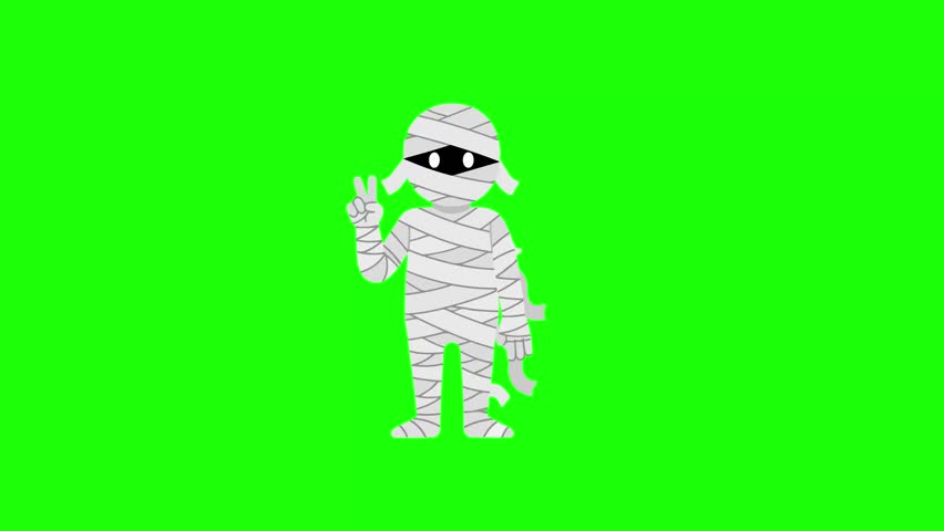 Vector Illustration of Mummy Showing Peace Hand Sign