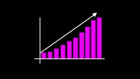 Pink neon bar graph animation with glowing effect on black background. Seamless loop for finance, business growth, economic data, market analysis, stock trends, and digital presentations. - Powered by Shutterstock - Get 15% off with code: PIKWIZARD15