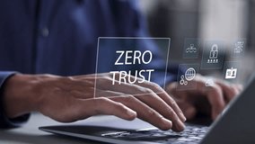 Zero Trust cybersecurity concept, digital security, and secure network access. business information security network. Businessman use laptop with virtual icon. - Powered by Shutterstock - Get 15% off with code: PIKWIZARD15