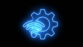 wifi icon and gear wheel with neon effect - Powered by Shutterstock - Get 15% off with code: PIKWIZARD15