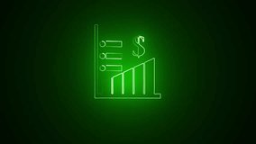Neon Business graph icon animated. Up arrow on flip chart, chart board, diagram chart, chart graph.Green color Graph animation on black background - Powered by Shutterstock - Get 15% off with code: PIKWIZARD15
