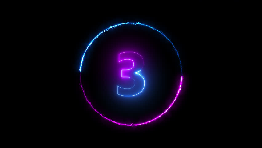 10 to 0 countdown animation with fusion, arc and fire effects in blue and purple colors, transparent background with alpha channel, perfect for scene opener or intros