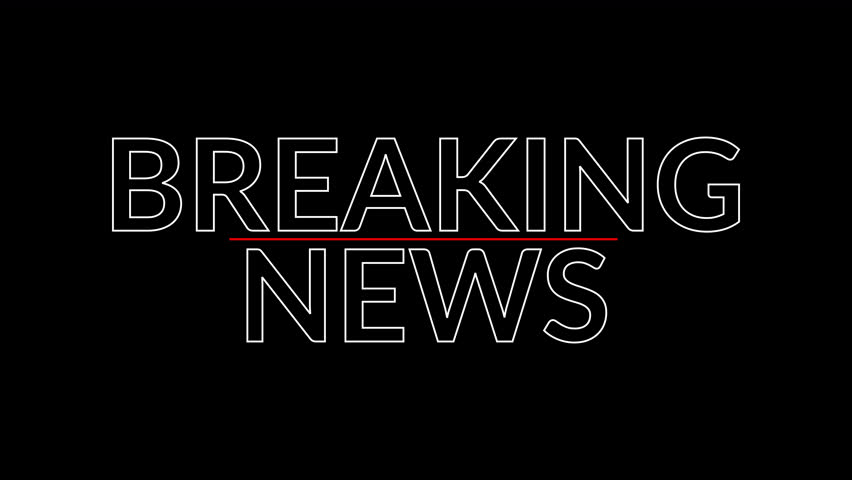 Breaking news banner text animation on black background, Breaking news text sign animated for Tv broadcast animated.	
