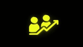 Animated yellow icon of people and arrow symbolizing team development. Digital profit growth graphic with dollar sign and upward trending arrow. Neon business success icon flashes with glowing bar - Powered by Shutterstock - Get 15% off with code: PIKWIZARD15