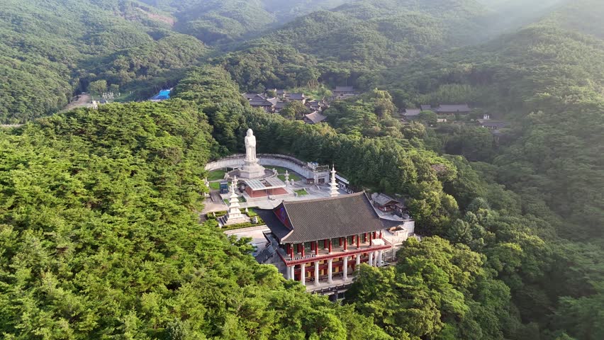 South Korea – Daegu Donghwasa Monastery Buddhism Mountains Drone 4K