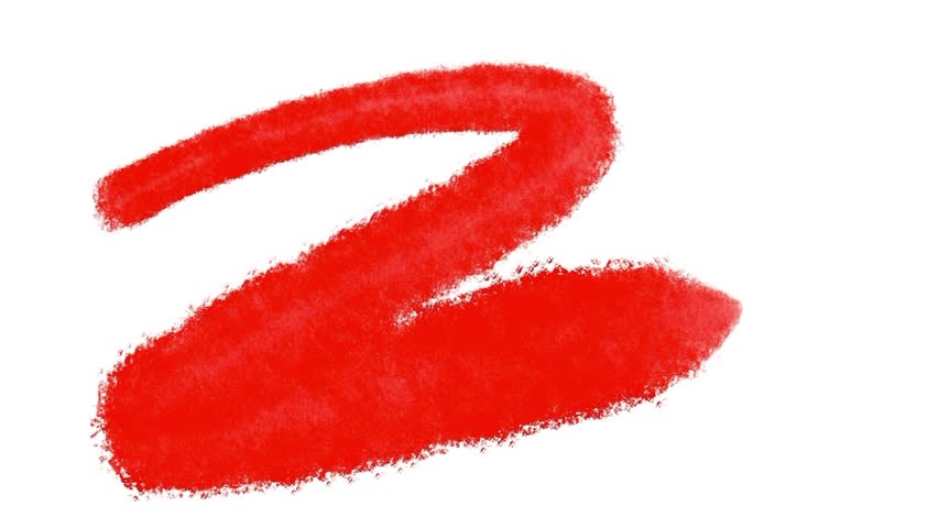 Red hand-drawn thick zigzag marker line forming on a plain white background