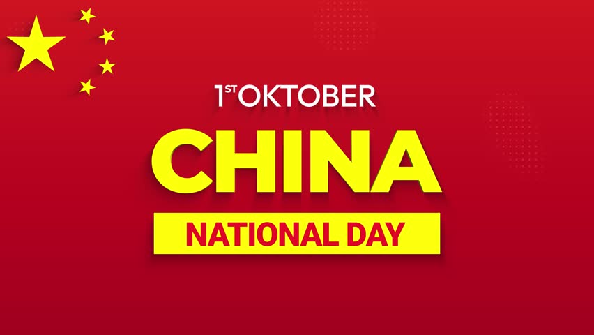 China National Day Motion Graphic with Red Gradient Background