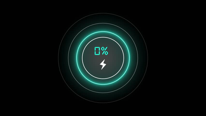 0 to 14% Battery full fast charging animation on black background. Charging screen 14% percent, screen call phone display charging battery, mobile battery charging icon animation concept.