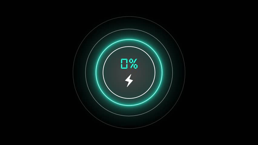 0 to 13% Battery full fast charging animation on black background. Charging screen 13% percent, screen call phone display charging battery, mobile battery charging icon animation concept.