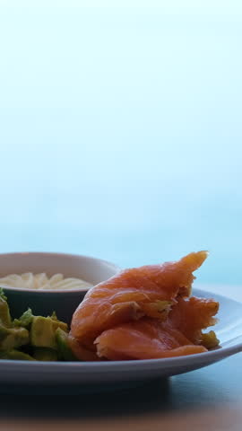 Salad ham oranges Italian prosciutto crudo with melons. Slices of traditional ham wrapped around melons. Tasty appetizer. Food background. Close up. Snack for wine for an aperitif