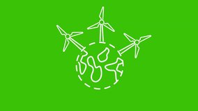 Three wind turbines on a stylized outline of the Earth on a green background wind energy renewable energy - Powered by Shutterstock - Get 15% off with code: PIKWIZARD15