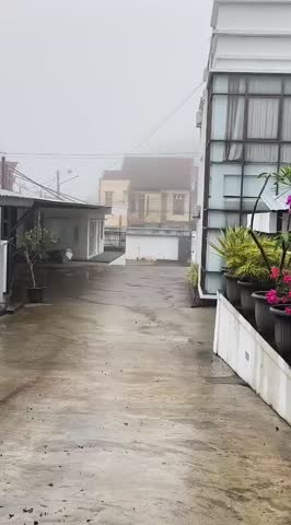 A cloudy afternoon inside the house is depicted with a dim and grey atmosphere, where the sunlight is blocked by thick clouds, creating a cooler and fresher air temperature.