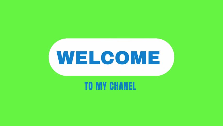 High-quality “Welcome to My Channel” animation on a green screen background, designed for seamless chroma key editing. This vibrant intro is ideal for video creators, streamers, educators, and content