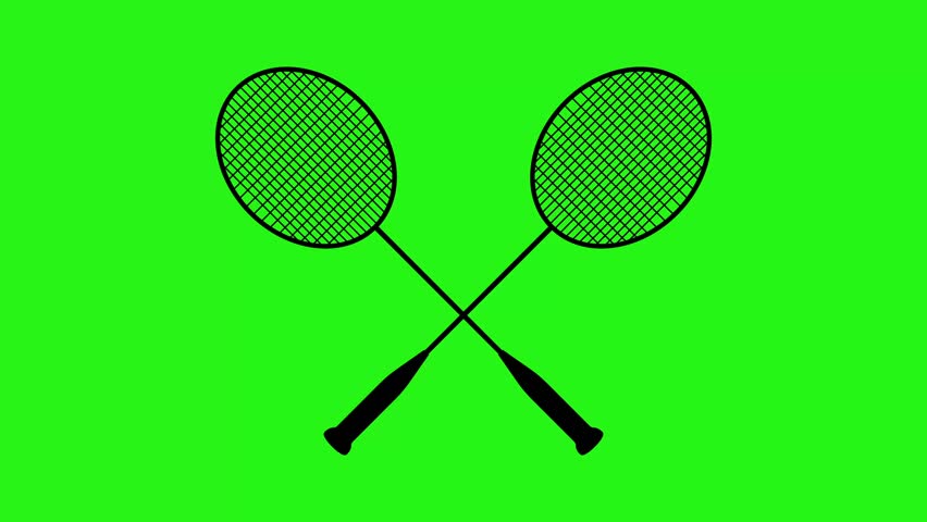 4K animation of badminton icon with green screen background